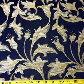 Extra Wide Bloom Upholstery Jacquard Fabric SV571011 Navy Blue / Gold 3