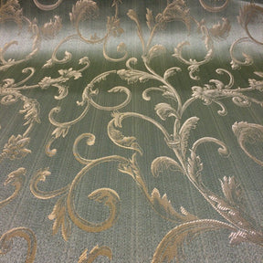 Extra Wide Bloom Upholstery Jacquard Fabric SV574791 Sage Green / Gold 3