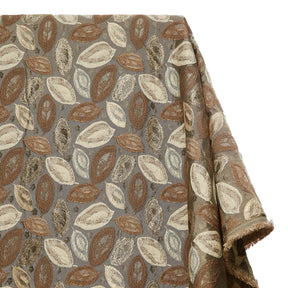 Autumn Leaf Extra Wide Metallic Upholstery Jacquard Fabric SV581156 Beige 1