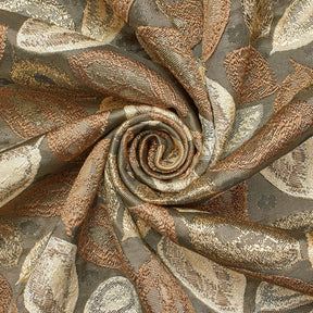 Autumn Leaf Extra Wide Metallic Upholstery Jacquard Fabric SV581156 Beige 2