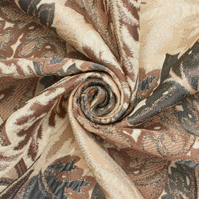 Leafy Extra Wide Metallic Upholstery Jacquard Fabric SV581159 Beige 2