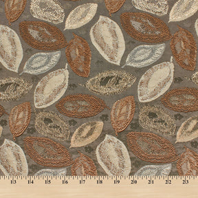 Autumn Leaf Extra Wide Metallic Upholstery Jacquard Fabric SV581156 Beige 4