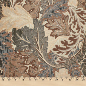 Leafy Extra Wide Metallic Upholstery Jacquard Fabric SV581159 Beige 4