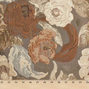 Garden Bloom Floral Extra Wide Metallic Upholstery Jacquard Fabric SV581153 Beige 4