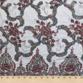 Native Beaded Bridal Embroidery Sequins Lace On Tulle Fabric SV574070 4