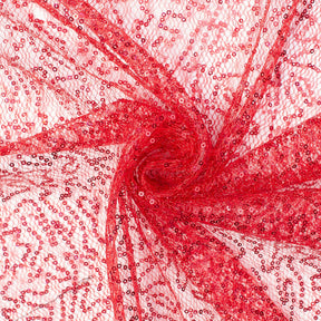 Scattered Micro Sequins On Chemical Mesh Fabric SV576608 Red 2