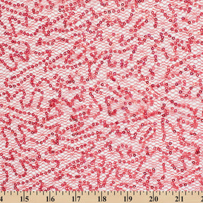 Scattered Micro Sequins On Chemical Mesh Fabric SV576608 Red 3