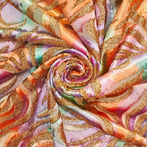 Geometric Metallic Velvet Burnout On Mesh Fabric SV580741 Tropical Morning A2