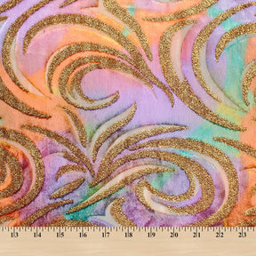 Geometric Metallic Velvet Burnout On Mesh Fabric SV580741 Tropical Morning A9
