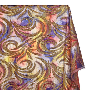 Geometric Metallic Velvet Burnout On Mesh Fabric SV580742 Sahara Twilight A1