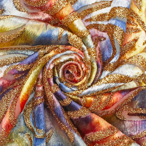 Geometric Metallic Velvet Burnout On Mesh Fabric SV580742 Sahara Twilight A2