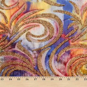 Geometric Metallic Velvet Burnout On Mesh Fabric SV580742 Sahara Twilight A9