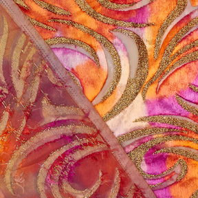 Geometric Metallic Velvet Burnout On Mesh Fabric SV580743 Crimson Sunrise A5