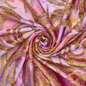 Geometric Metallic Velvet Burnout On Mesh Fabric SV580744 Lavender Sunset A2