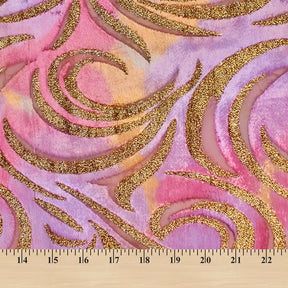 Geometric Metallic Velvet Burnout On Mesh Fabric SV580744 Lavender Sunset A9