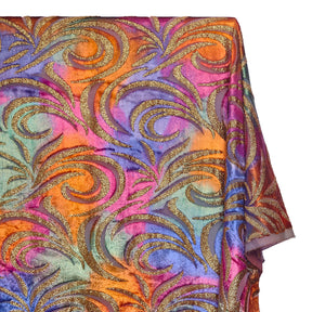 Geometric Metallic Velvet Burnout On Mesh Fabric SV580745 Electric Evening A1