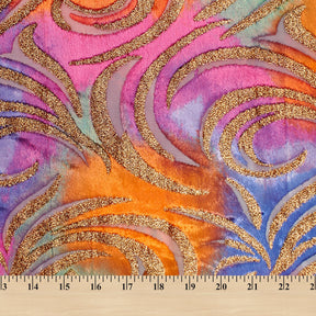 Geometric Metallic Velvet Burnout On Mesh Fabric SV580745 Electric Evening A9