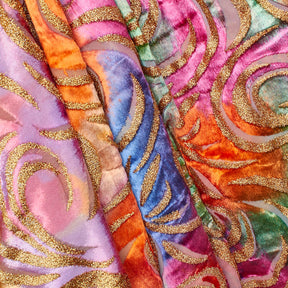 Geometric Metallic Velvet Burnout On Mesh Fabric SV580745 Group