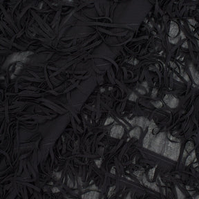 Black Fringe Trim Layers On Poly Chiffon Fabric SV580993 Black 1