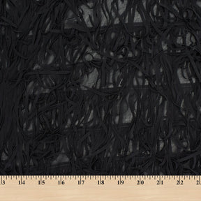 Black Fringe Trim Layers On Poly Chiffon Fabric SV580993 Black 3
