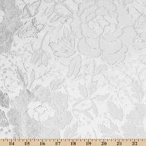 Daisy Metallic Brocade Fabric SV581568 White / Silver 3
