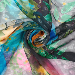 Abstract Floral Vine Swirl On Printed Chiffon Fabric SV581679 Blue 2