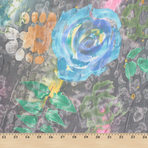 Abstract Floral Vine Swirl On Printed Chiffon Fabric SV581679 Blue 3