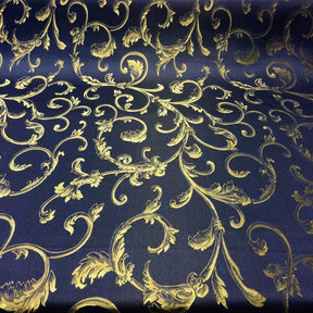 Extra Wide Vine Upholstery Jacquard Fabric SV571012 Navy Blue / Gold 1