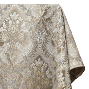 Floral Bouquet Extra Wide Metallic Damask Upholstery Jacquard Fabric SV581130 Tan 1