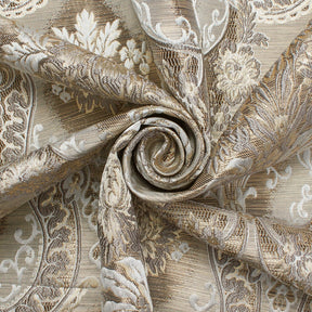 Floral Bouquet Extra Wide Metallic Damask Upholstery Jacquard Fabric SV581130 Tan 2