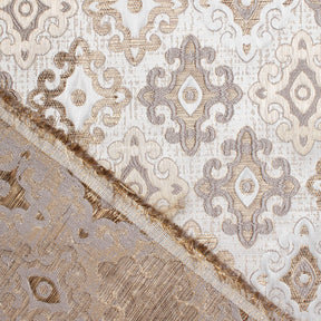 Fleury Cross Extra Wide Two Tone Metallic Damask Jacquard Fabric SV581136 Champagne 3