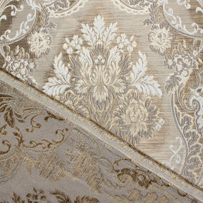 Floral Bouquet Extra Wide Metallic Damask Upholstery Jacquard Fabric SV581130 Tan 3