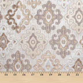 Fleury Cross Extra Wide Two Tone Metallic Damask Jacquard Fabric SV581136 Champagne 4