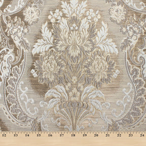 Floral Bouquet Extra Wide Metallic Damask Upholstery Jacquard Fabric SV581130 Tan 4