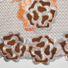 Marigold Floral Embroidery On Mesh Fabric SV581171 Rust 3