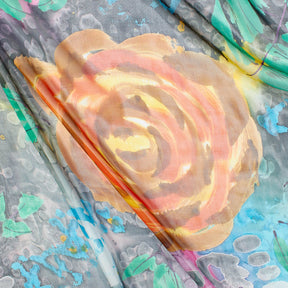 Abstract Floral Vine Swirl On Printed Chiffon Fabric SV581706 Orange 1
