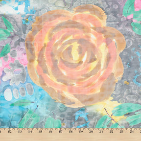 Abstract Floral Vine Swirl On Printed Chiffon Fabric SV581706 Orange 3