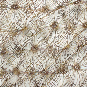 Daisy Floral Corded Lace Fabric SV581025 Gold / Rust 1