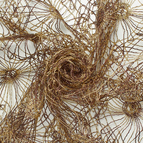 Daisy Floral Corded Lace Fabric SV581025 Gold / Rust 2