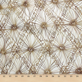 Daisy Floral Corded Lace Fabric SV581025 Gold / Rust 4