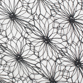 Daisy Floral Corded Lace Fabric SV581005 Black 1