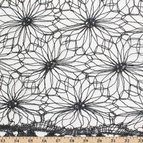 Daisy Floral Corded Lace Fabric SV581005 Black 4