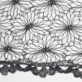 Daisy Floral Corded Lace Fabric SV581005 Black 3