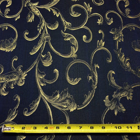Extra Wide Vine Upholstery Jacquard Fabric SV571012 Navy Blue / Gold 3