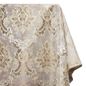 Grand Extra Wide Metallic Damask Upholstery Jacquard Fabric SV581121 Tan 1