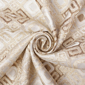 Geometric Square Extra Wide Metallic Upholstery Jacquard Fabric SV581124 Beige 2