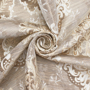 Grand Extra Wide Metallic Damask Upholstery Jacquard Fabric SV581121 Tan 2