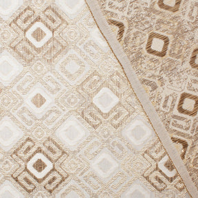 Geometric Square Extra Wide Metallic Upholstery Jacquard Fabric SV581124 Beige 3