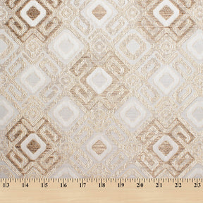 Geometric Square Extra Wide Metallic Upholstery Jacquard Fabric SV581124 Beige 4