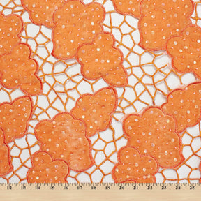 Clouded Velvet Mesh Lace Fabric SV580931 Orange 2